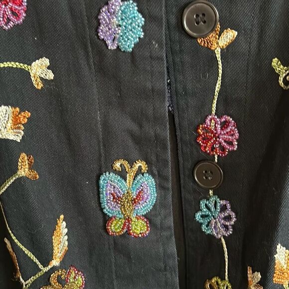 Quacker Factory Butterflies and Flowers Jacket and shirt Set Woman’s Large Beade - Picture 8 of 15